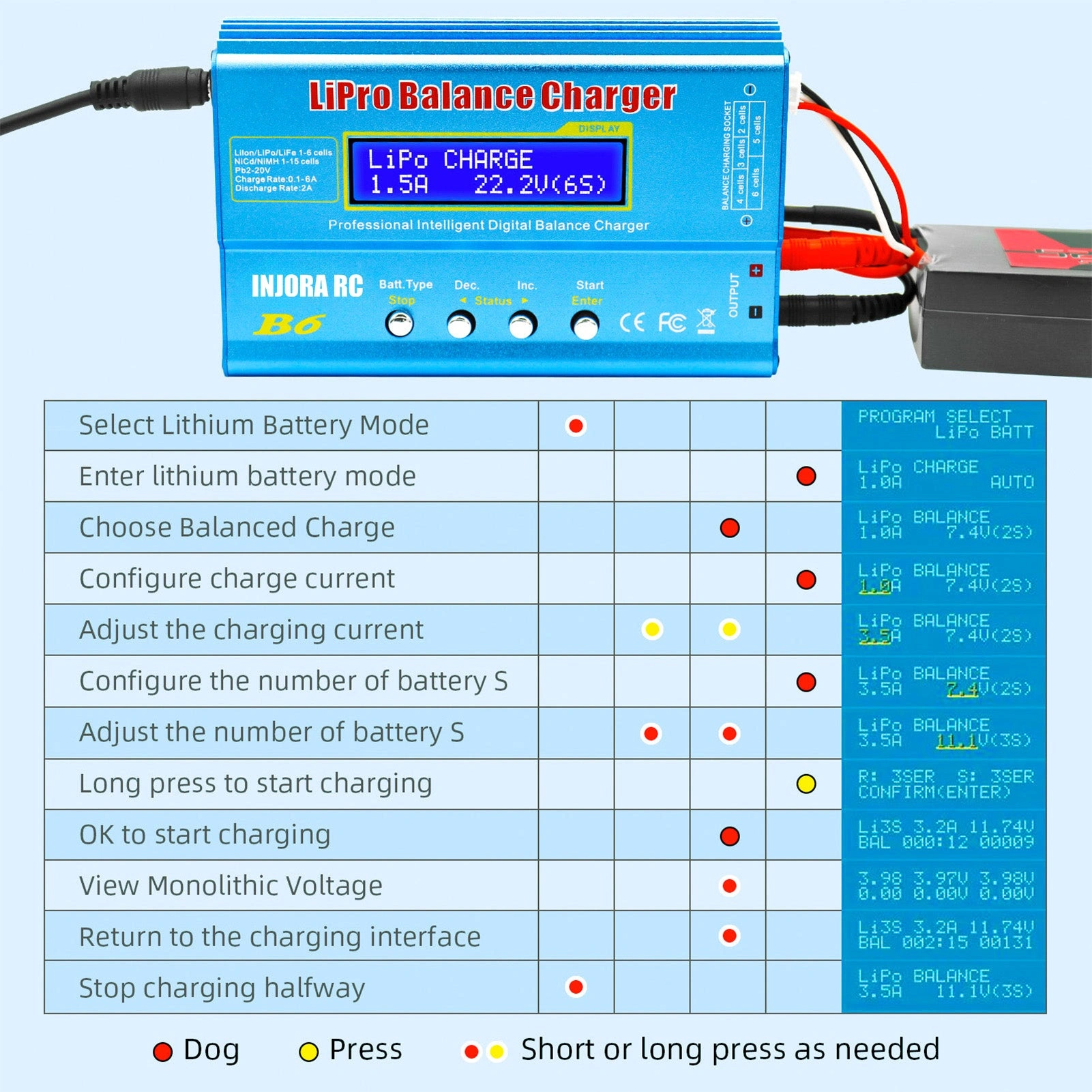 INJORA B6 Multifunctional Charger: Power Up Your LiPo & Battery Needs!